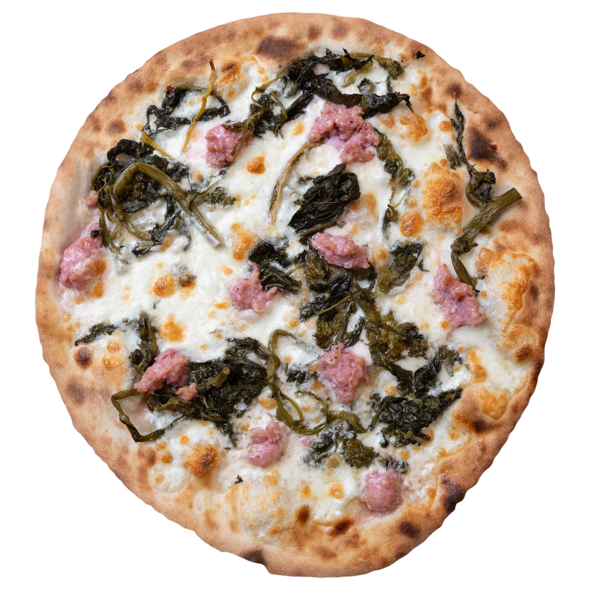 Pizza Totor con fior di latte, salsiccia e friarielli – Vetrano Pizza, Chioggia